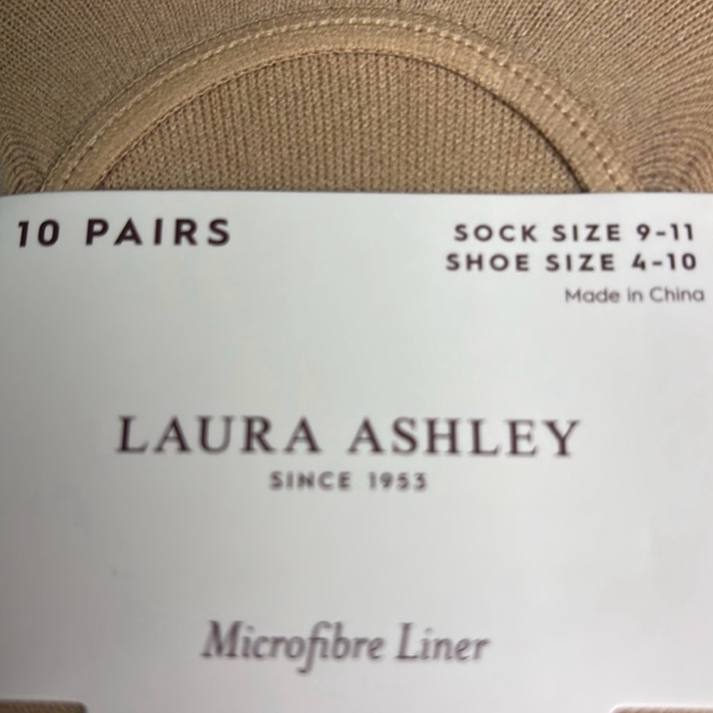 New Laura Ashley Socks Women’s 10 Pair Tan & Black Casual Microfiber Liner Socks - Picture 7 of 14